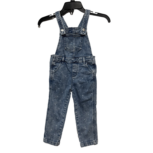 Old Navy Kids Denim Bibs Overalls Girls Size 4T Blue Jean Hearts Jumper Casual - Picture 1 of 8